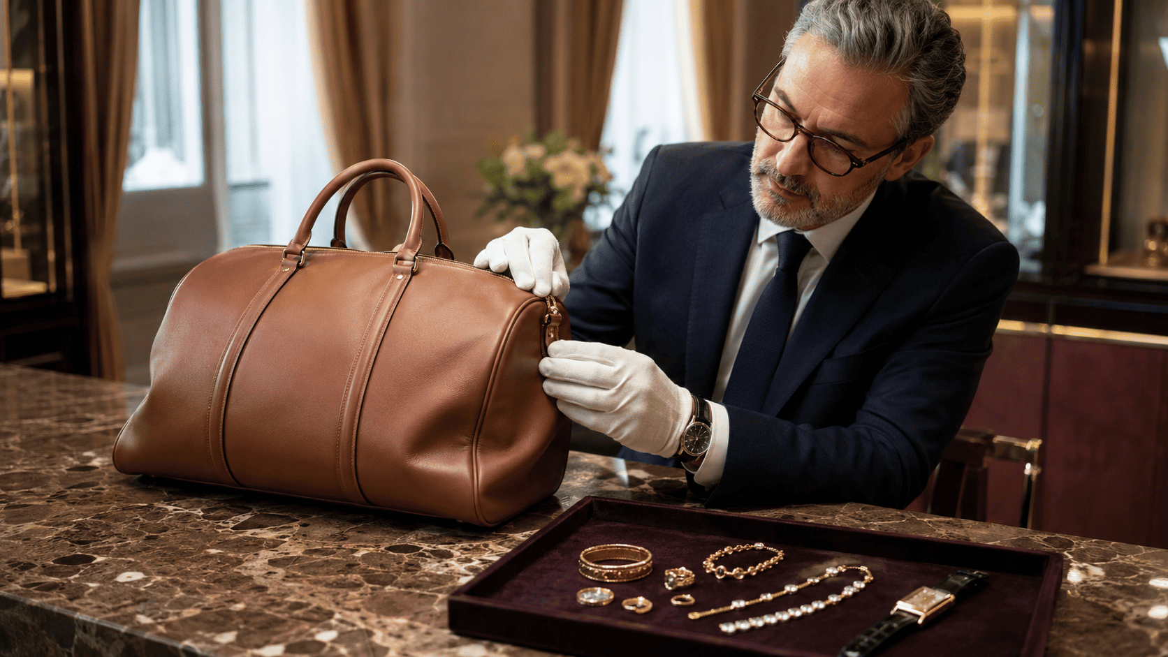 ルイヴィトンのバッグとカルティエのジュエリーを比較する写真